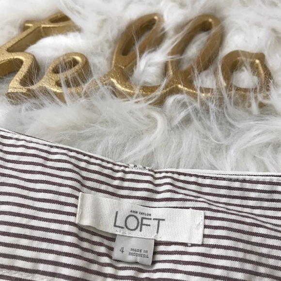 Ann Taylor Loft Shorts SZ 4 Tan Striped - Picture 4 of 8